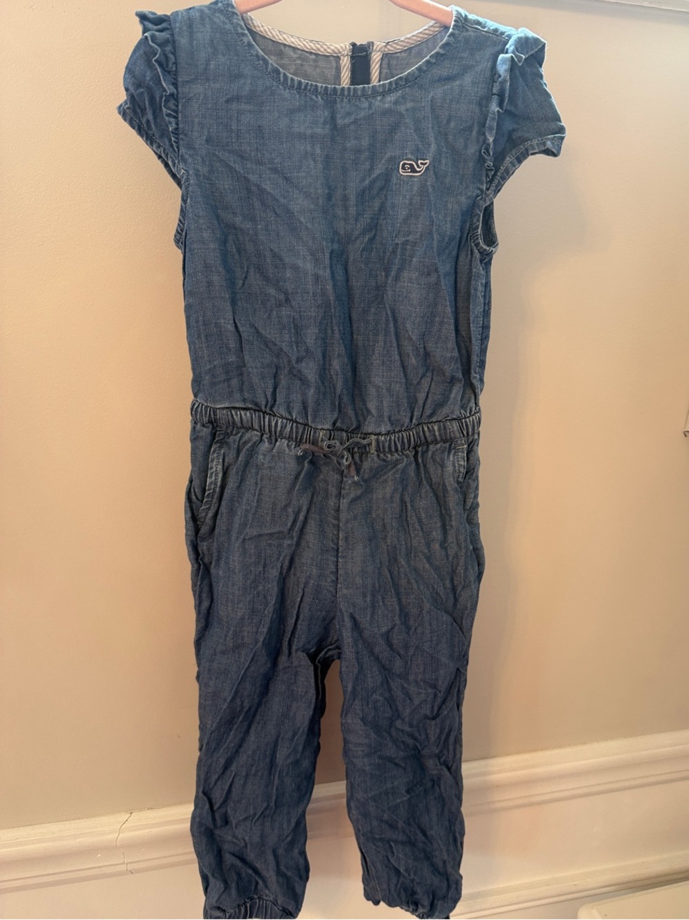 Vineyard Vines Girls' Denim Blue Jumpsuit Romper
